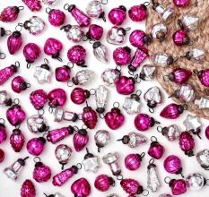 50 Pieces Pink and Silver Coloured Glass Christmas Ornament